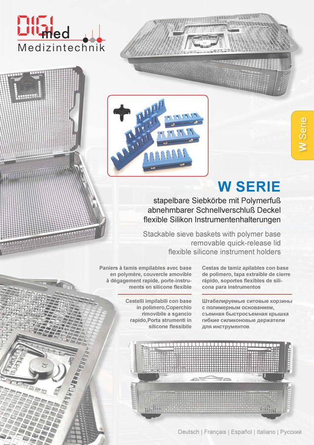 Stackable instruments Strainer baskets with lid Combinable silicone instrument holders and adjustable polymer base